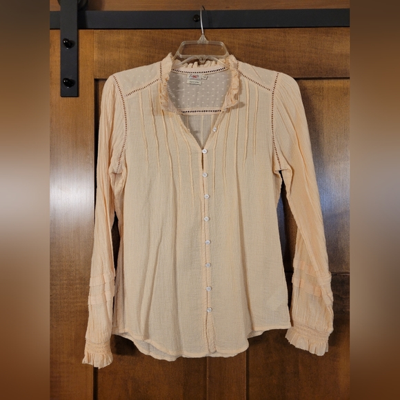 Faherty Tops - Faherty Willa Striped Pintuck Blouse peasant style Size Small
